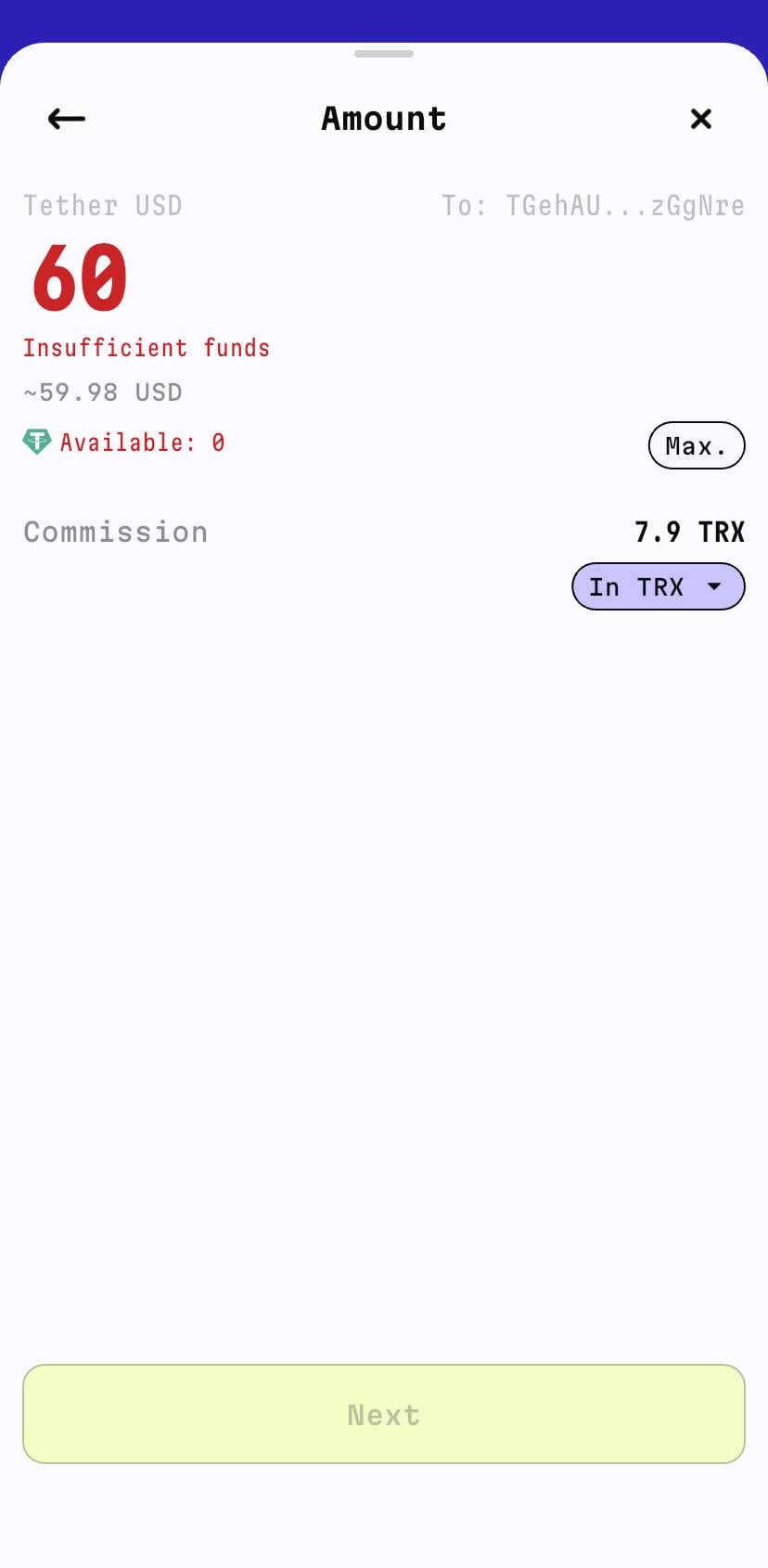 USDT transfer between wallets