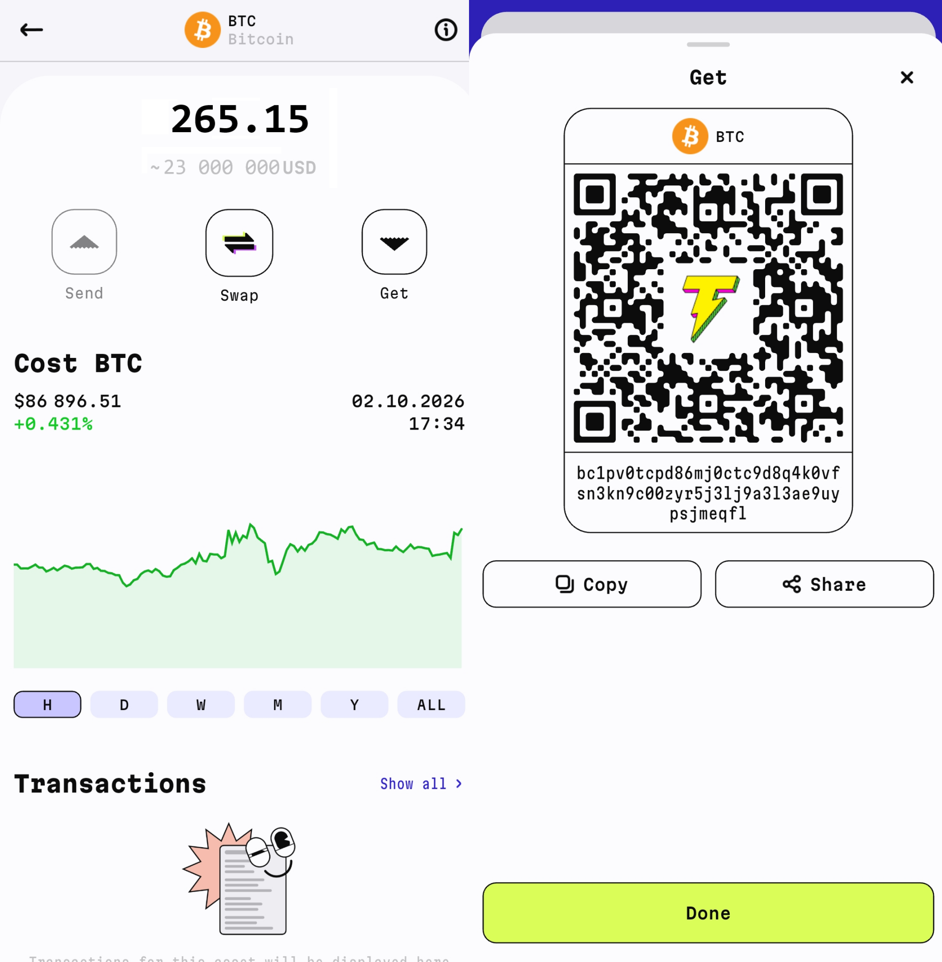 Receiving BTC